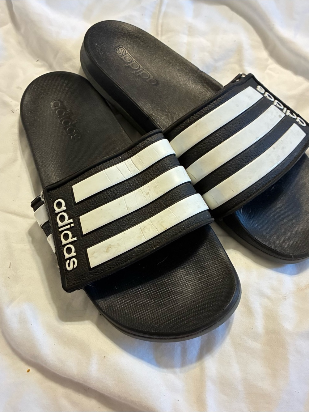 adidas Kids Black and White Slide Sandals